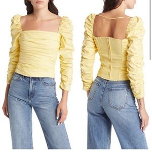 REFORMATION size 4 Joi Ruched Stretch Organic Cotton Top